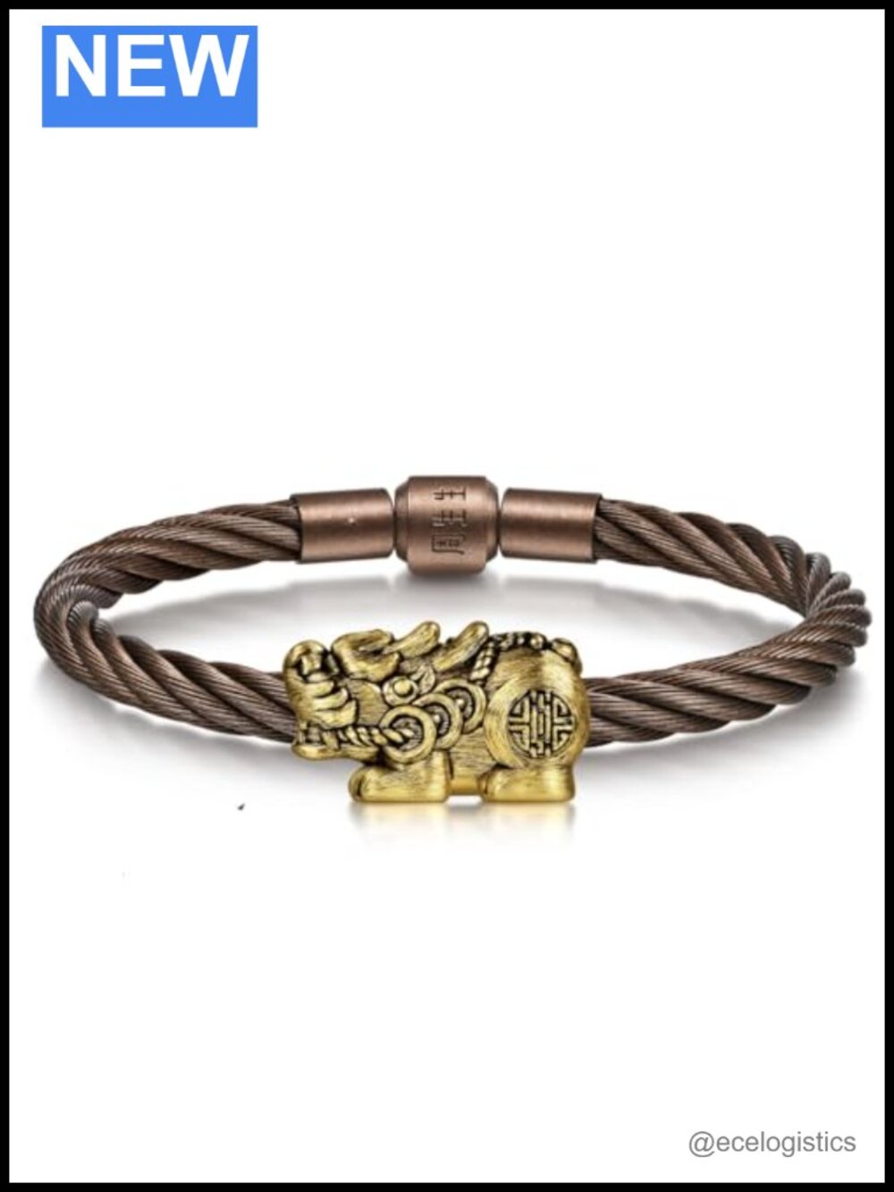 999 24K Gold Pixiu Charm Bracelet 19cm Unisex Fine Jewelry